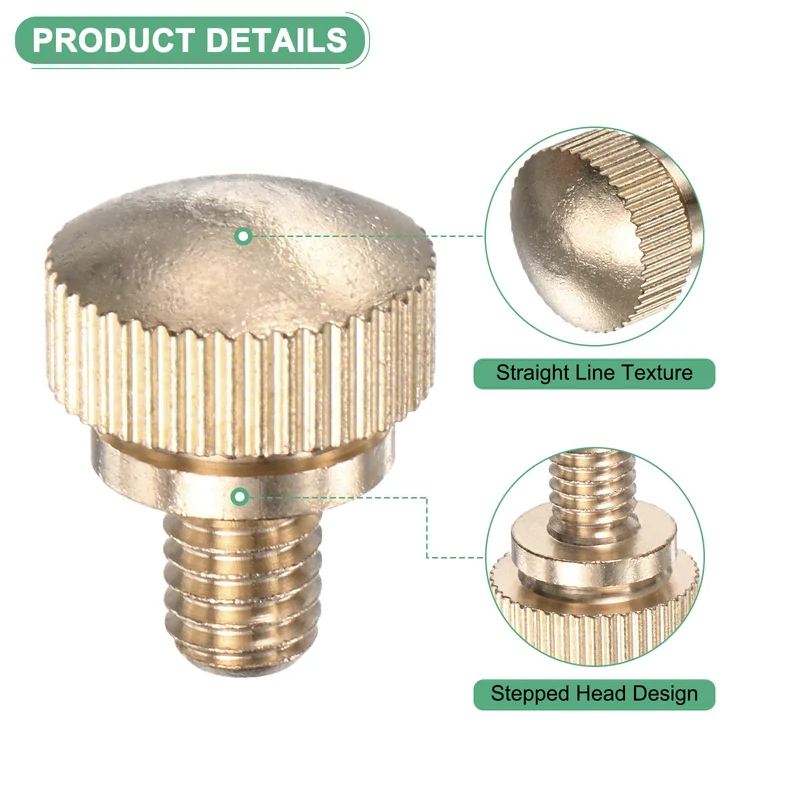 4-Pack Knurled Thumb Screws, M6x8mm Solid Brass Knobs Bolts