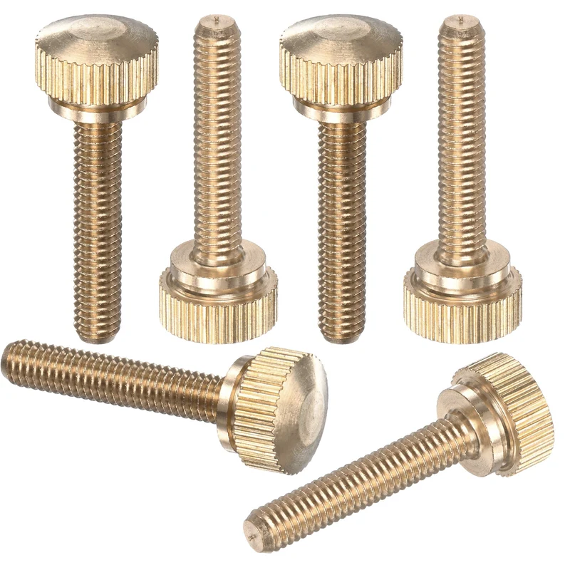 6-Pack Knurled Thumb Screws, M5x25mm Solid Brass Knobs Bolts