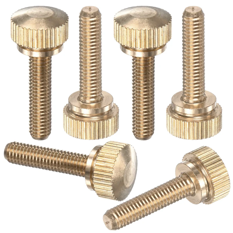 6-Pack Knurled Thumb Screws, M5x20mm Solid Brass Knobs Bolts