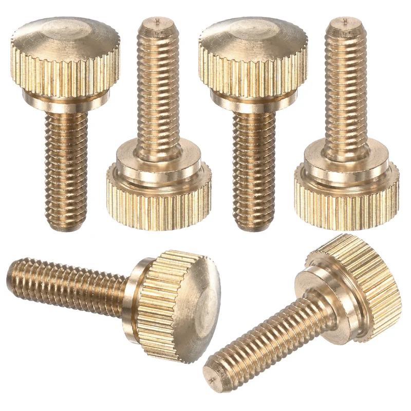 6-Pack Knurled Thumb Screws, M5x16mm Solid Brass Knobs Bolts