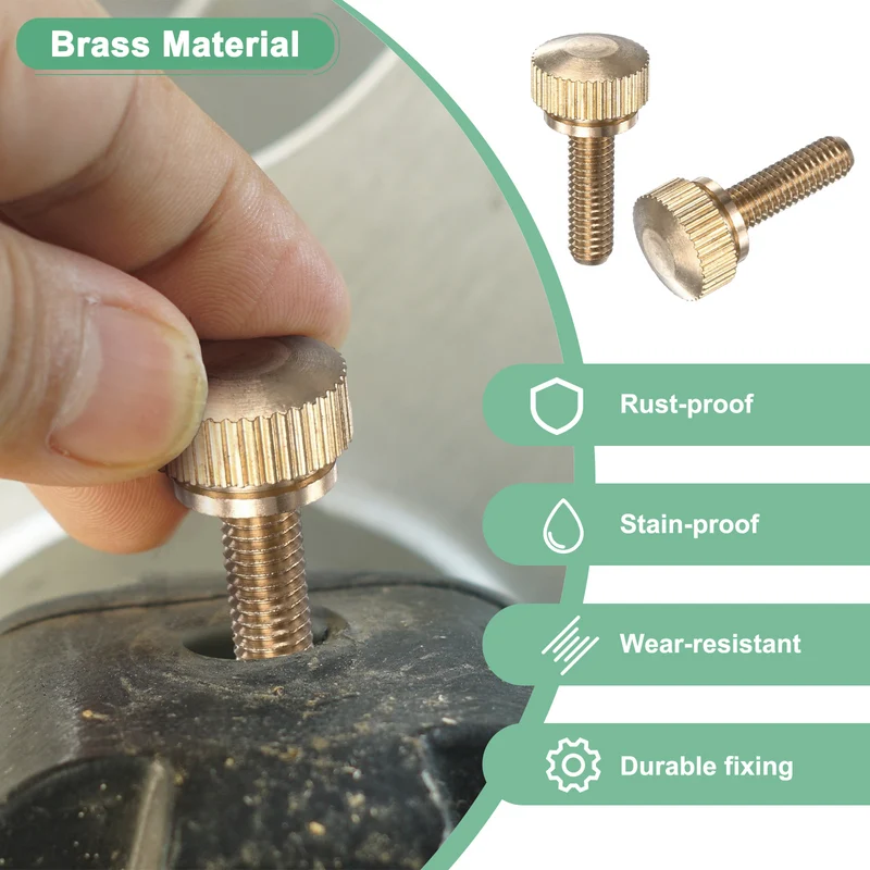 6-Pack Knurled Thumb Screws, M5x16mm Solid Brass Knobs Bolts