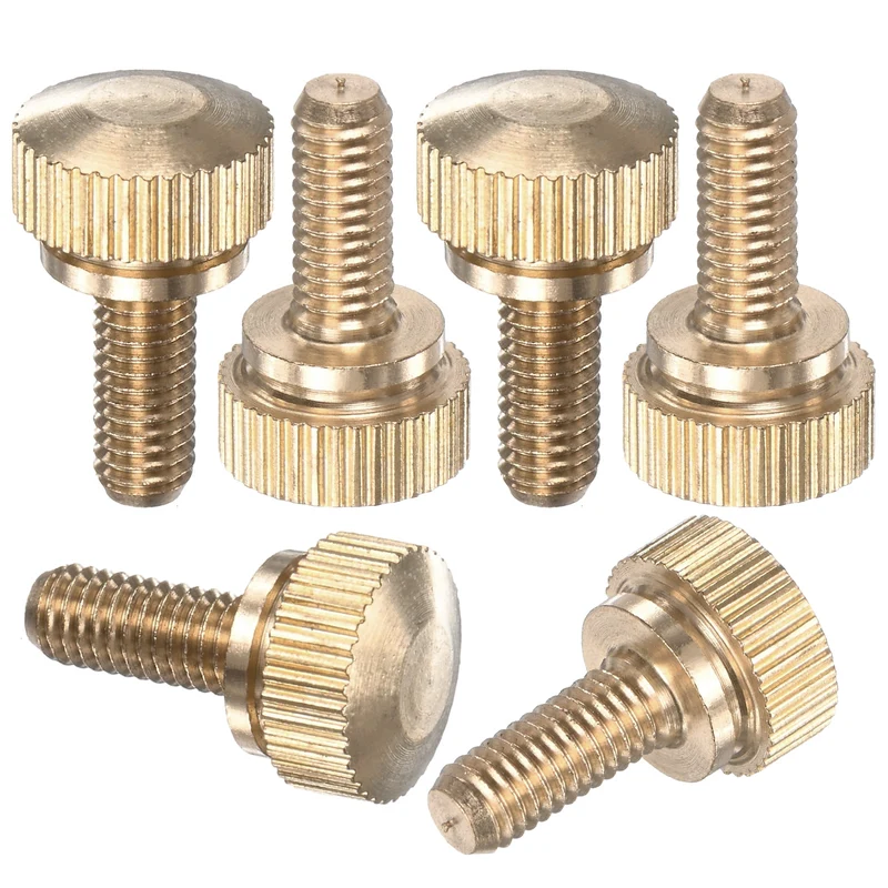 6-Pack Knurled Thumb Screws, M5x12mm Solid Brass Knobs Bolts
