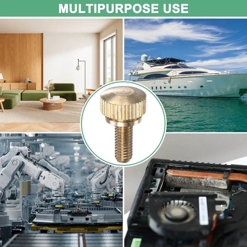 6-Pack Knurled Thumb Screws, M5x12mm Solid Brass Knobs Bolts