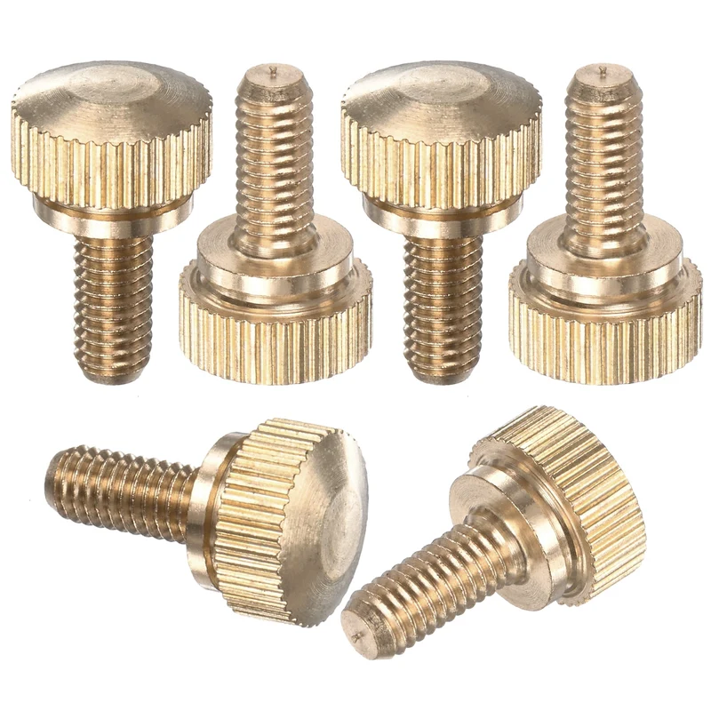6-Pack Knurled Thumb Screws, M5x10mm Solid Brass Knobs Bolts