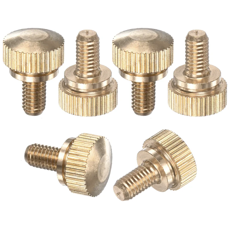 6-Pack Knurled Thumb Screws, M5x8mm Solid Brass Knobs Bolts