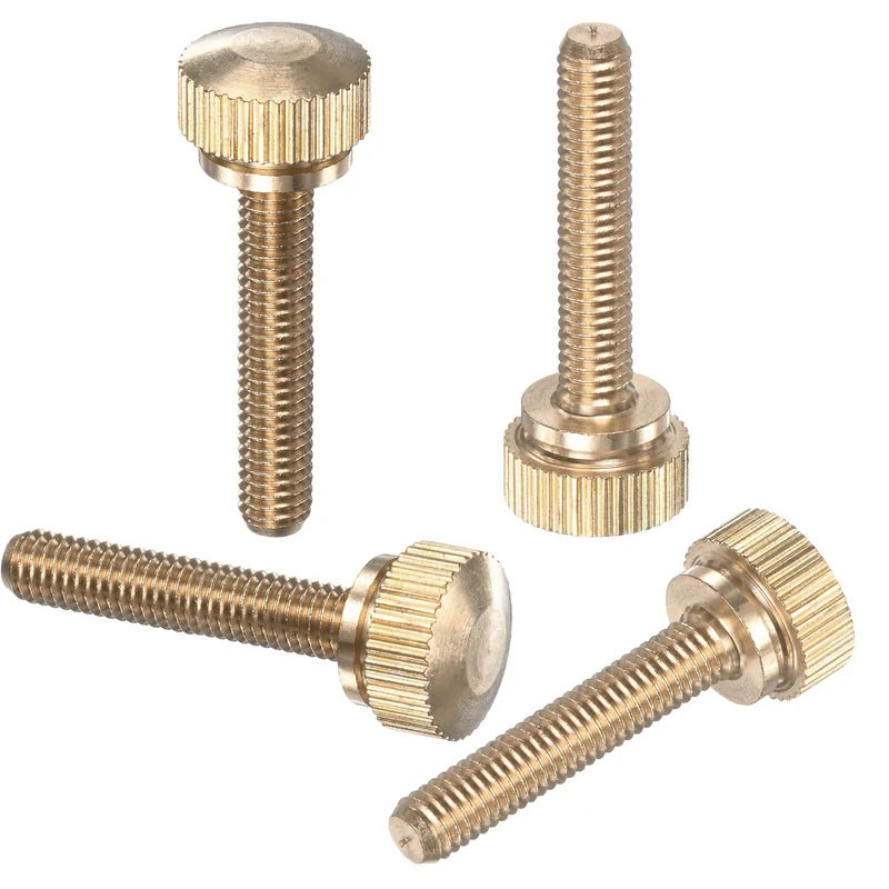 4-Pack Knurled Thumb Screws, M5x25mm Solid Brass Knobs Bolts