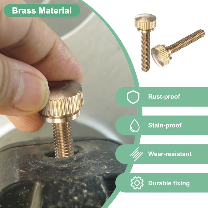 4-Pack Knurled Thumb Screws, M5x25mm Solid Brass Knobs Bolts