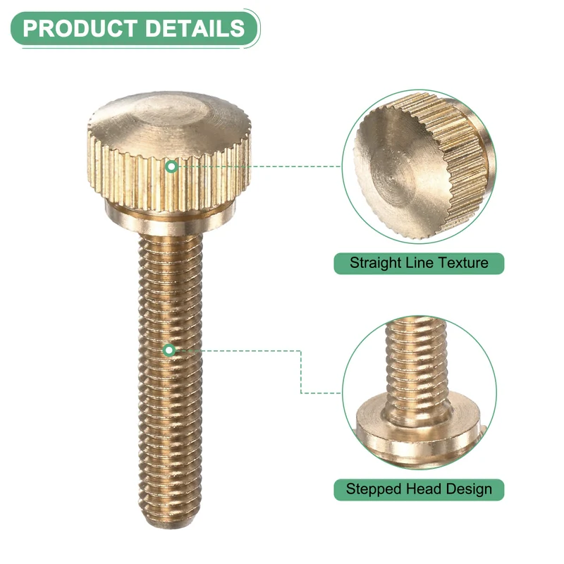 4-Pack Knurled Thumb Screws, M5x25mm Solid Brass Knobs Bolts