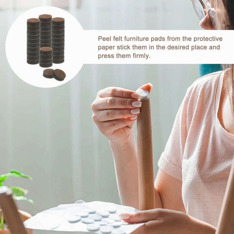 Furniture Sliders, 36Pcs 0.6" - Self Adhesive Felt Furniture Pads (Brown)