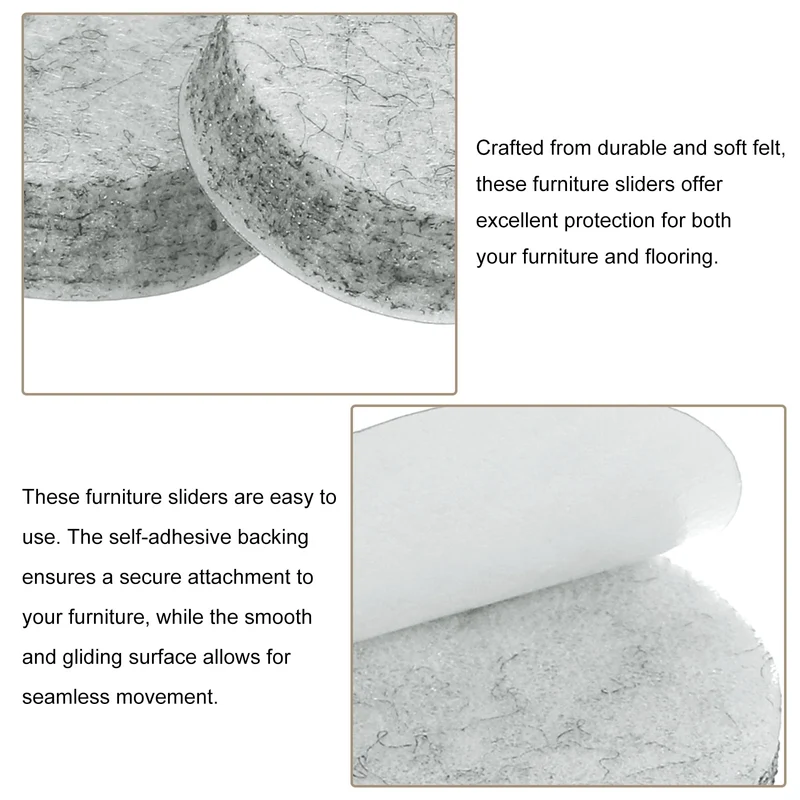 Furniture Sliders, 36Pcs 0.6" - Self Adhesive Felt Furniture Pads (Gray)