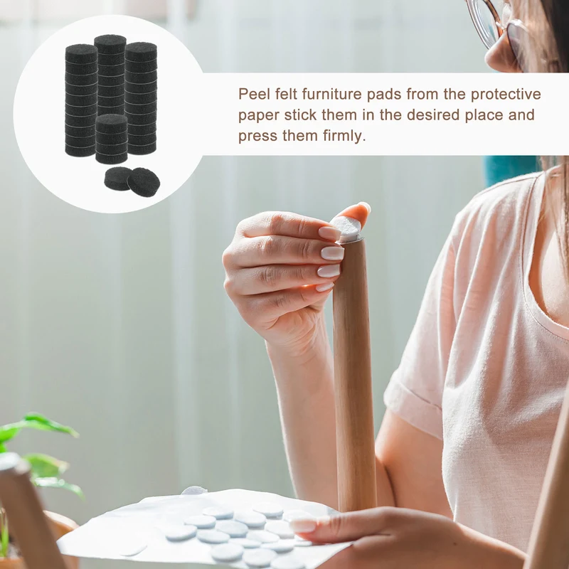 Furniture Sliders, 36Pcs 0.6" - Self Adhesive Felt Furniture Pads (Black)