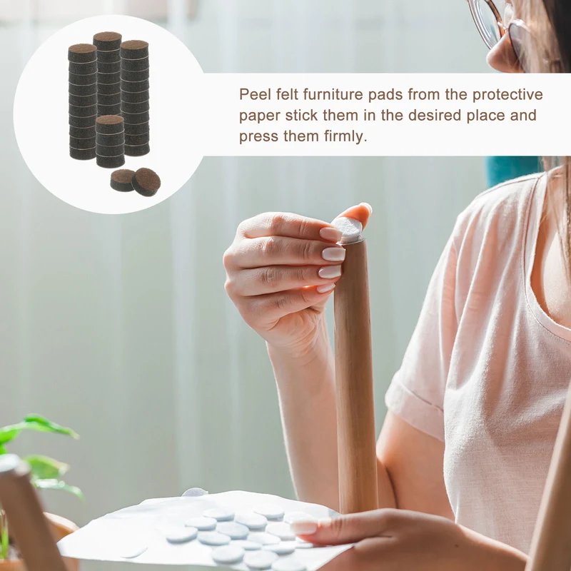 Furniture Sliders, 36Pcs 0.5" - Self Adhesive Felt Furniture Pads (Brown)