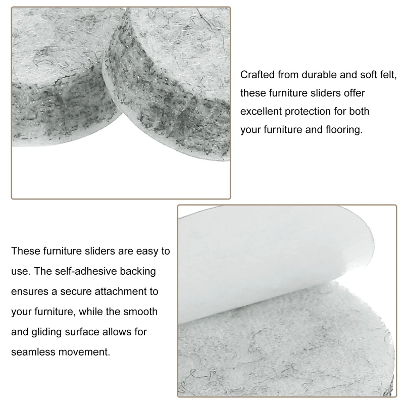 Furniture Sliders, 36Pcs 0.5" - Self Adhesive Felt Furniture Pads (Gray)