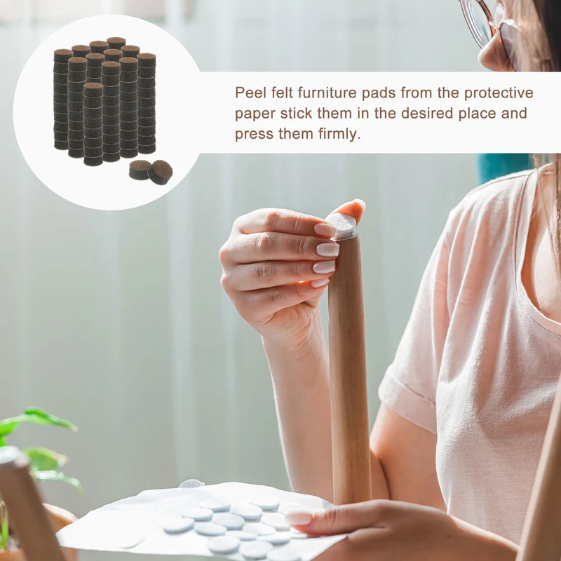 Furniture Sliders, 120Pcs 0.38" - Self Adhesive Felt Furniture Pads (Brown)