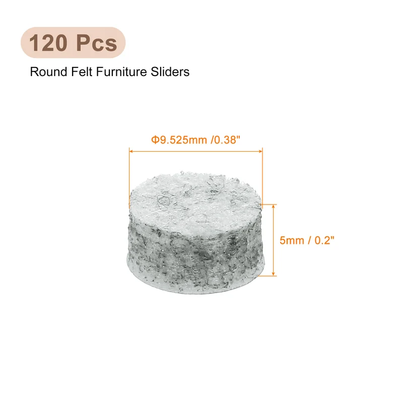 Furniture Sliders, 120Pcs 0.38" - Self Adhesive Felt Furniture Pads (Gray)