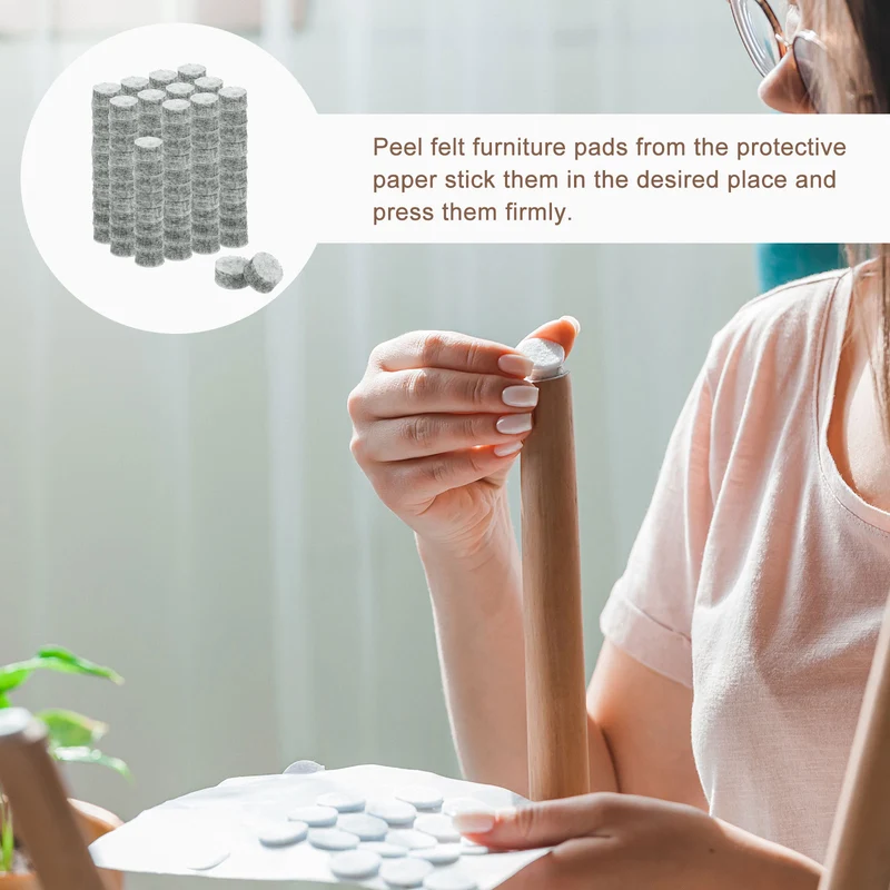 Furniture Sliders, 120Pcs 0.38" - Self Adhesive Felt Furniture Pads (Gray)