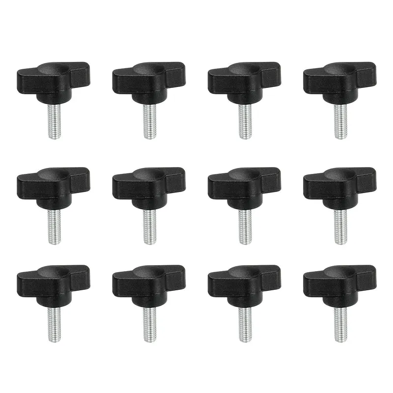 12 Pcs M5 x 16mm Tee Thumb Screws, 27mm Width Carbon Steel Tee Wing Knobs Screws