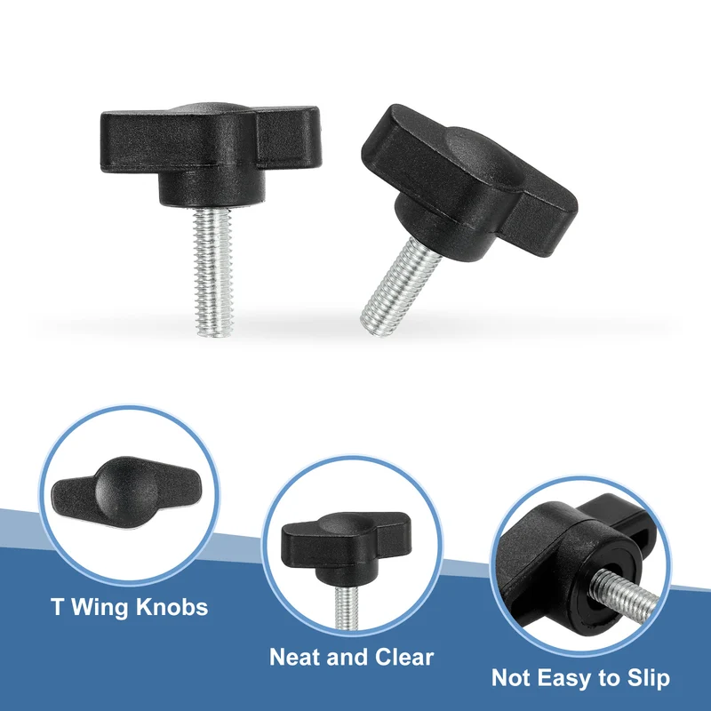 12 Pcs M5 x 16mm Tee Thumb Screws, 27mm Width Carbon Steel Tee Wing Knobs Screws
