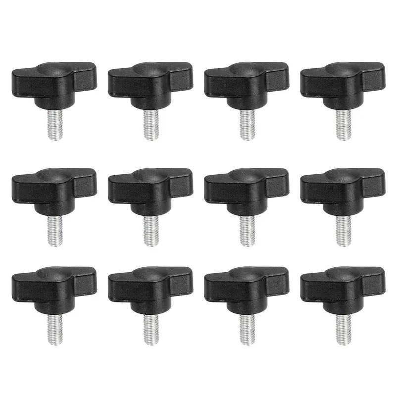 12 Pcs M5 x 12mm Tee Thumb Screws, 27mm Width Carbon Steel Tee Wing Knobs Screws