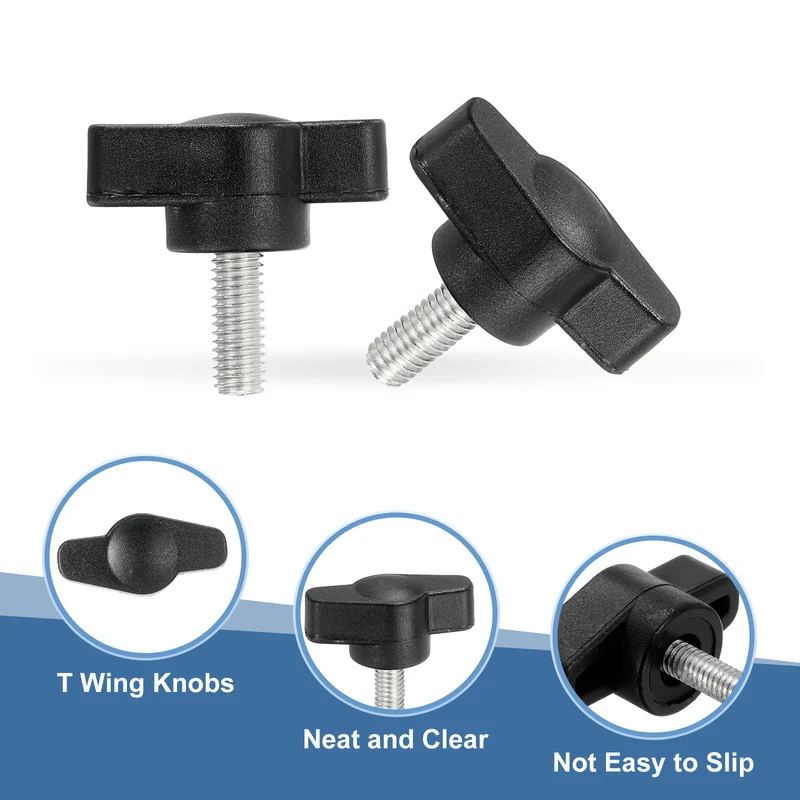 12 Pcs M5 x 12mm Tee Thumb Screws, 27mm Width Carbon Steel Tee Wing Knobs Screws