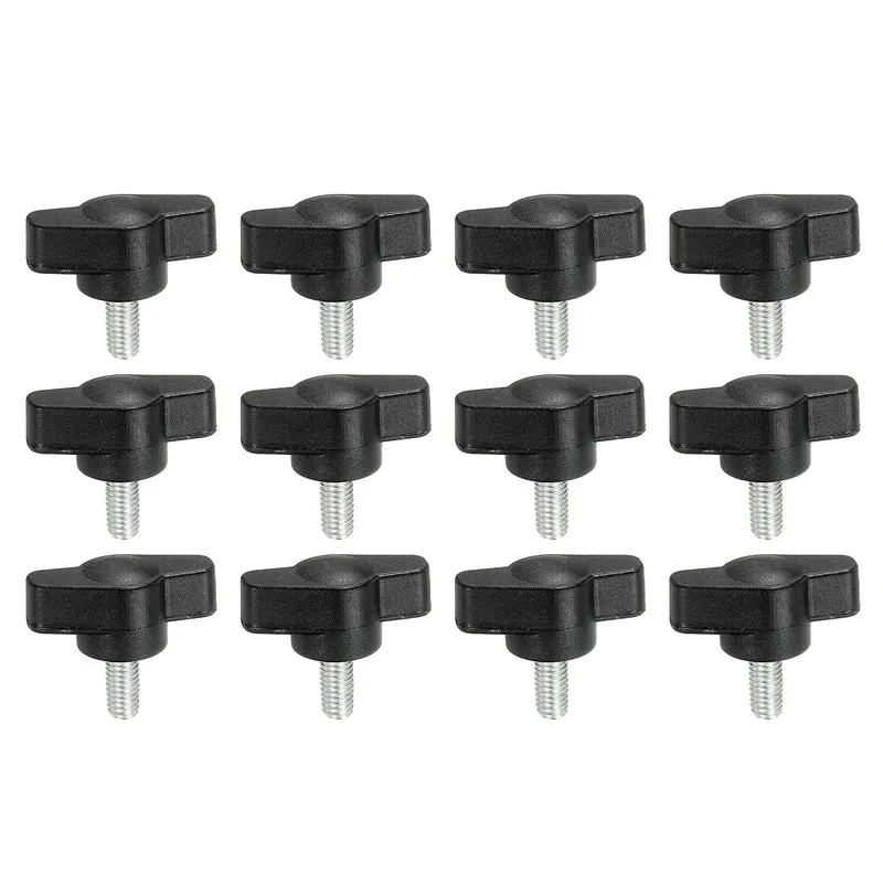 12 Pcs M5 x 10mm Tee Thumb Screws, 27mm Width Carbon Steel Tee Wing Knobs Screws