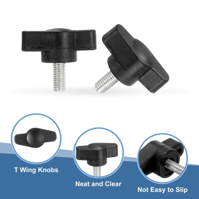 12 Pcs M5 x 10mm Tee Thumb Screws, 27mm Width Carbon Steel Tee Wing Knobs Screws