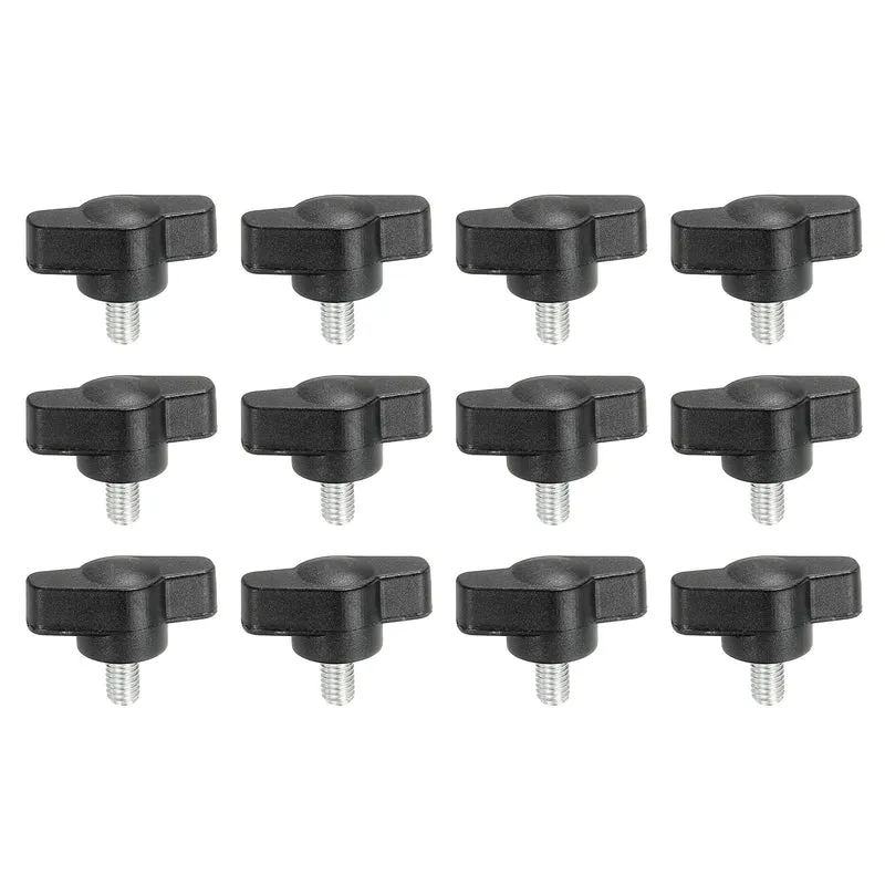 12 Pcs M5 x 8mm Tee Thumb Screws, 27mm Width Carbon Steel Tee Wing Knobs Screws