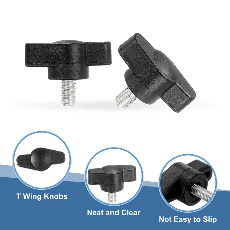 12 Pcs M5 x 8mm Tee Thumb Screws, 27mm Width Carbon Steel Tee Wing Knobs Screws