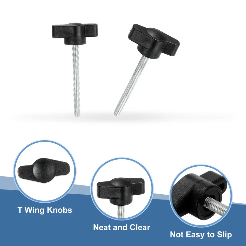 12 Pcs M4 x 40mm Tee Thumb Screws, 27mm Width Carbon Steel Tee Wing Knobs Screws