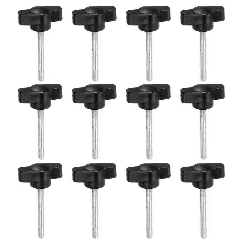 12 Pcs M4 x 27mm Tee Thumb Screws, 27mm Width Carbon Steel Tee Wing Knobs Screws
