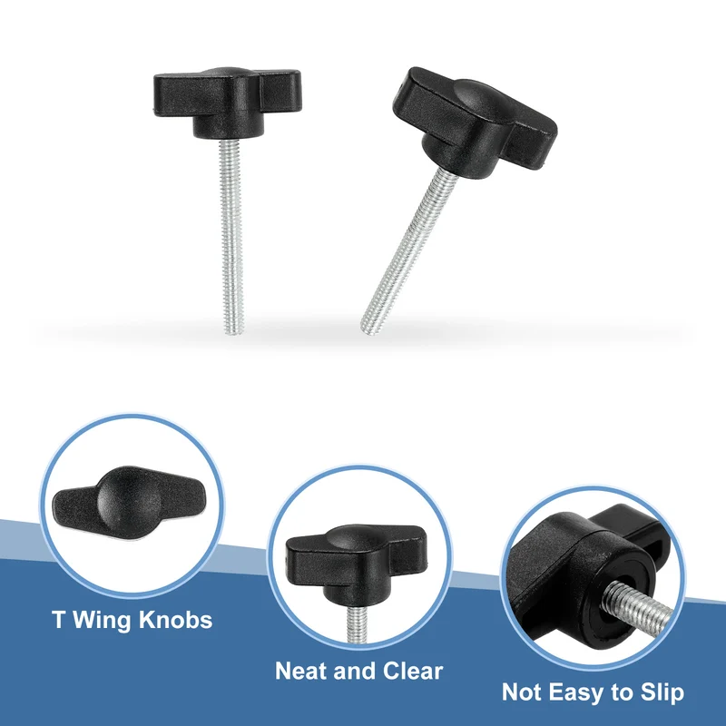 12 Pcs M4 x 27mm Tee Thumb Screws, 27mm Width Carbon Steel Tee Wing Knobs Screws