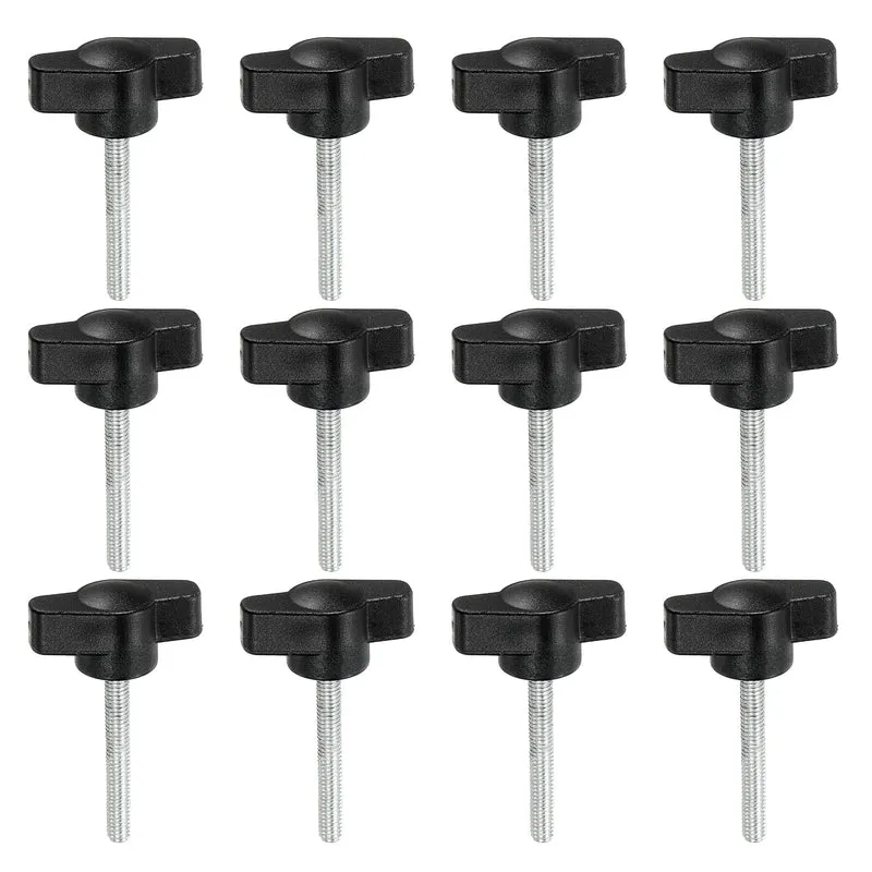 12 Pcs M4 x 30mm Tee Thumb Screws, 27mm Width Carbon Steel Tee Wing Knobs Screws