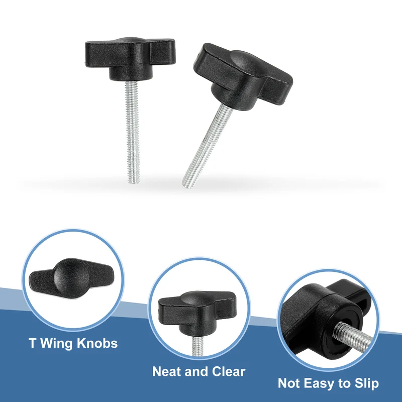 12 Pcs M4 x 30mm Tee Thumb Screws, 27mm Width Carbon Steel Tee Wing Knobs Screws