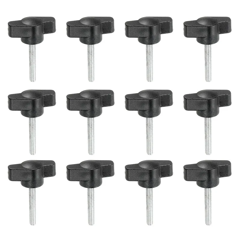 12 Pcs M4 x 25mm Tee Thumb Screws, 27mm Width Carbon Steel Tee Wing Knobs Screws