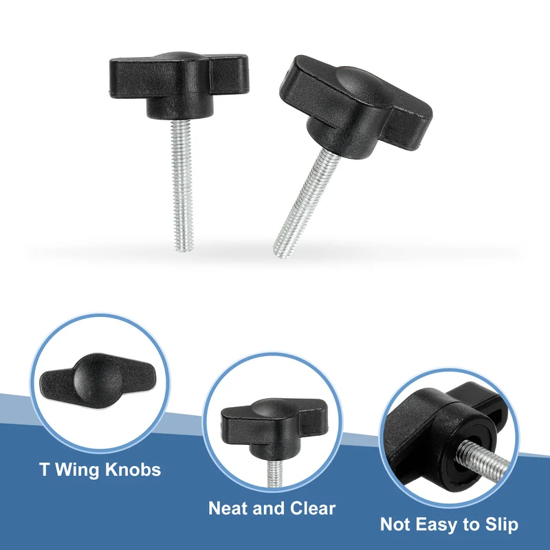 12 Pcs M4 x 25mm Tee Thumb Screws, 27mm Width Carbon Steel Tee Wing Knobs Screws