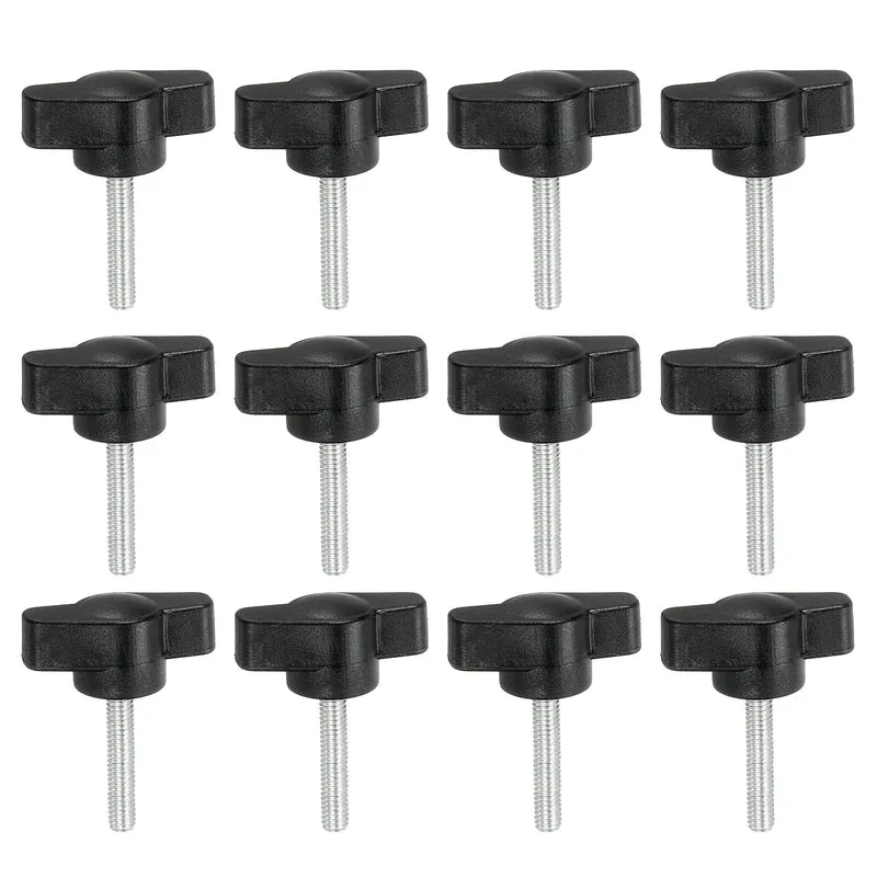 12 Pcs M4 x 20mm Tee Thumb Screws, 27mm Width Carbon Steel Tee Wing Knobs Screws