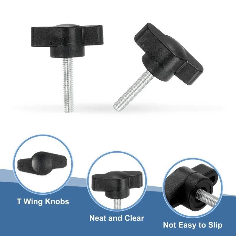 12 Pcs M4 x 20mm Tee Thumb Screws, 27mm Width Carbon Steel Tee Wing Knobs Screws