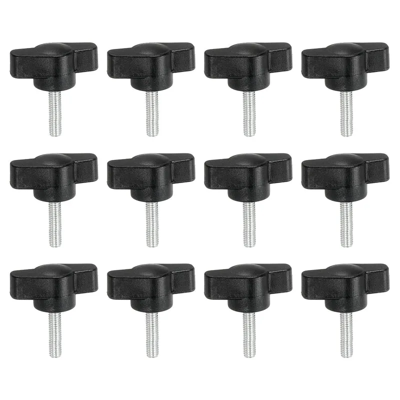 12 Pcs M4 x 16mm Tee Thumb Screws, 27mm Width Carbon Steel Tee Wing Knobs Screws