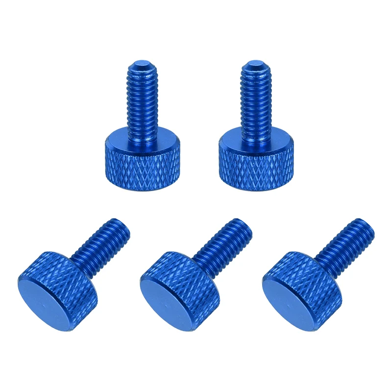 5 Pcs M5x14mm Flat Head Knurled Thumb Screws for Graphics Card, Dark Blue