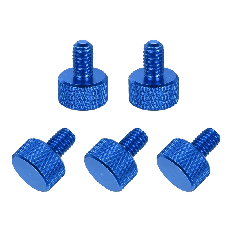5 Pcs M5x10mm Flat Head Knurled Thumb Screws for Graphics Card, Dark Blue