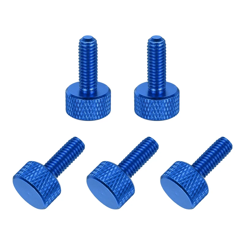5Pcs M4x16mm Flat Head Knurled Thumb Screws for Graphics Card Dark Blue