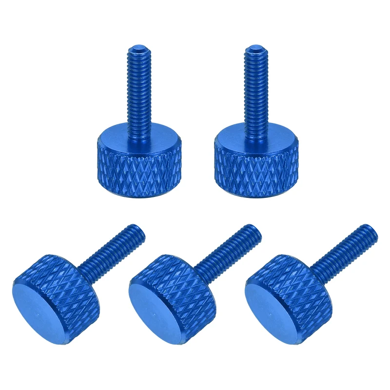5Pcs M3x12mm Flat Head Knurled Thumb Screws for Graphics Card Dark Blue