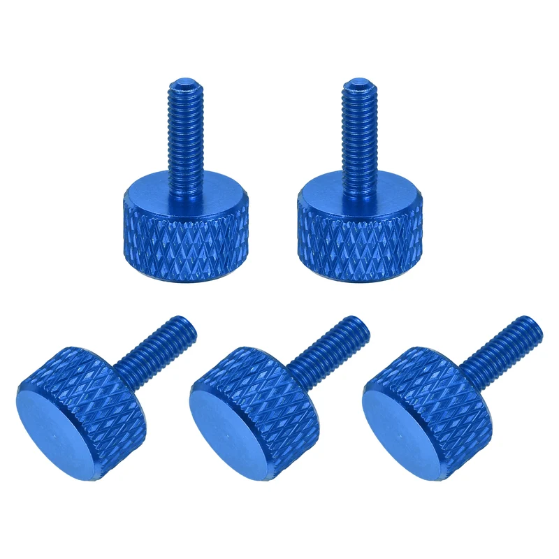 5Pcs M3x10mm Flat Head Knurled Thumb Screws for Graphics Card Dark Blue