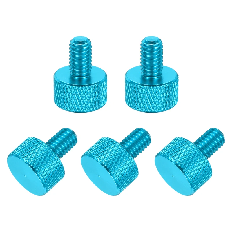5Pcs M5x12mm Flat Head Knurled Thumb Screws for Graphics Card Lake Blue