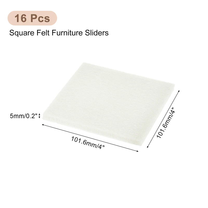 Furniture Pads, 16Pcs 4" Square Self Adhesive Felt Furniture Pads (Beige)