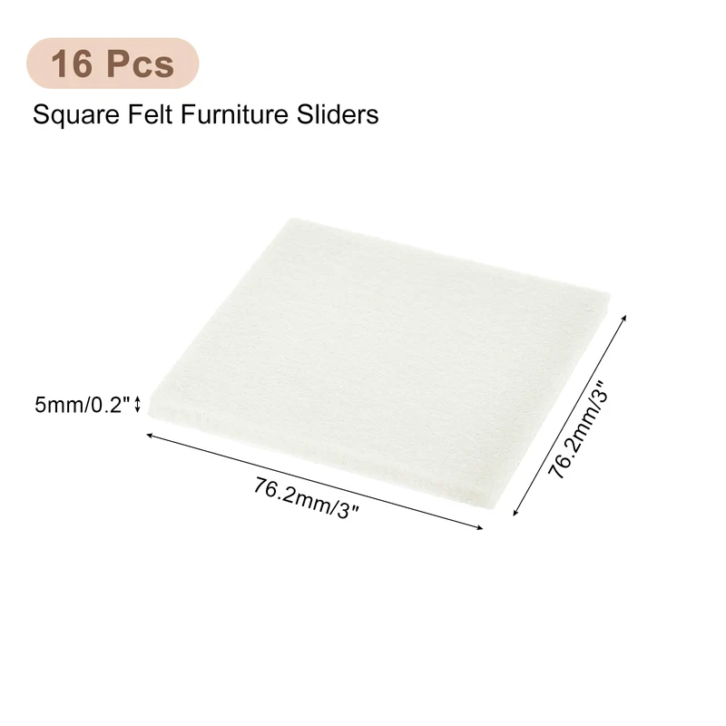 Furniture Pads, 16Pcs 3" Square Self Adhesive Felt Furniture Pads (Beige)