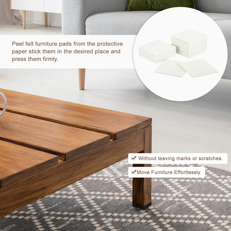 Furniture Pads, 16Pcs 3" Square Self Adhesive Felt Furniture Pads (Beige)