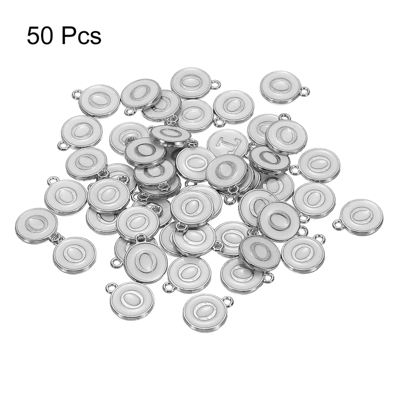 50 Pcs Alphabet O Enamel Letter Charm Enamel Initial Charm White