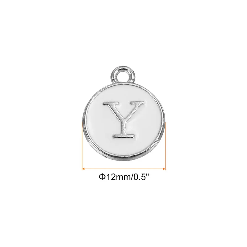 50 Pcs Alphabet Y Enamel Letter Charm Enamel Initial Charm White