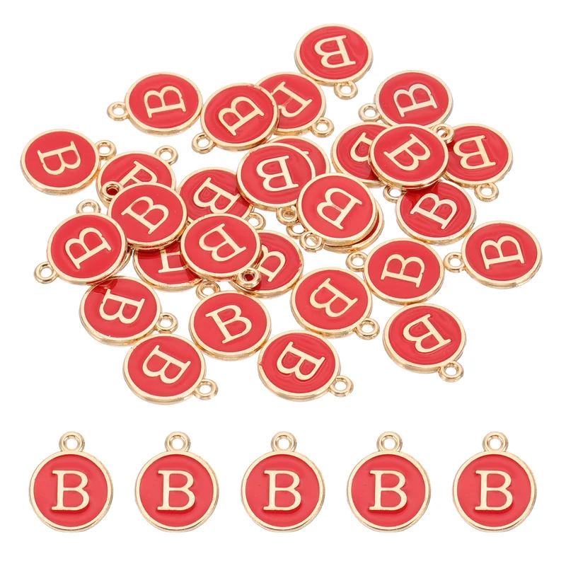 Letter Charm, 30 Pcs Capital Initial Alphabet B Letter Charm for Bracelet, Red